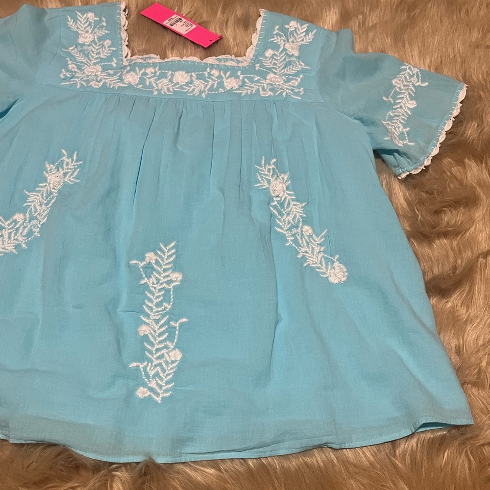 Lilly Pulitzer Tamryn | Blue Ibiza | Short Sleeve Blouse - Picture 3 of 7